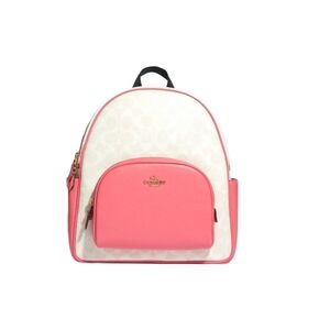 Brand NEW NWOT COACH Large Court Backpack Chalk/Taffy Leather/Canvas/PINK/ WHITE
